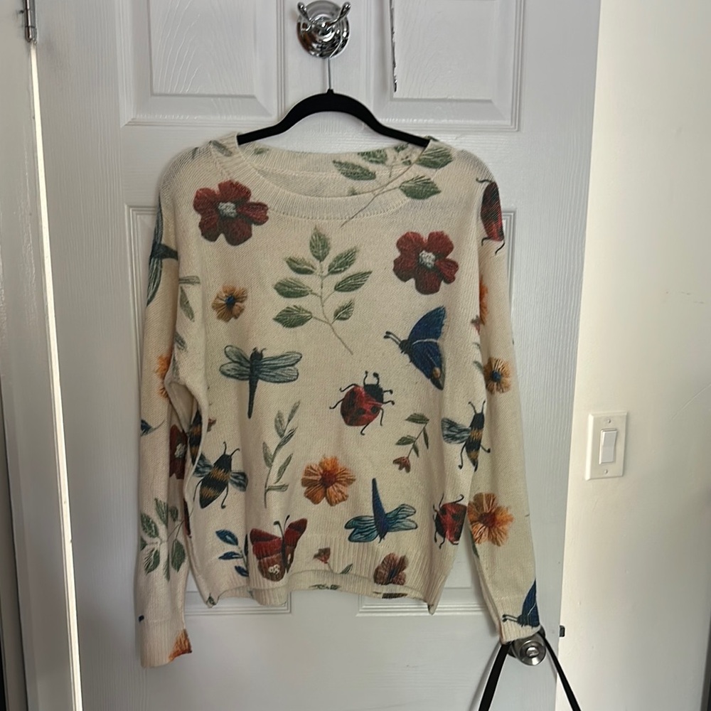 SHEIN Floral Print Cream Sweater